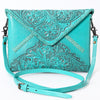 ADBG1109 American Darling Hand-Tooled Genuine Leather Western Envelope Bag Floral Carved Crossbody