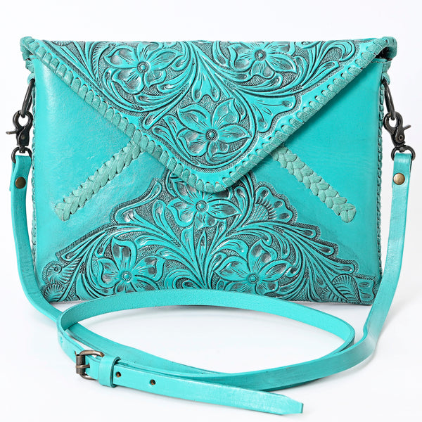 ADBG1109 American Darling Hand-Tooled Genuine Leather Western Envelope Bag Floral Carved Crossbody