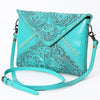 ADBG1109 American Darling Hand-Tooled Genuine Leather Western Envelope Bag Floral Carved Crossbody
