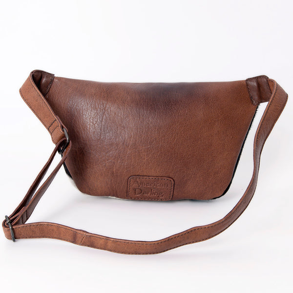 ADBG1110 American Darling Hair-On Cowhide Western Fanny Pack Genuine Leather Hand-Tooled Belt Bag