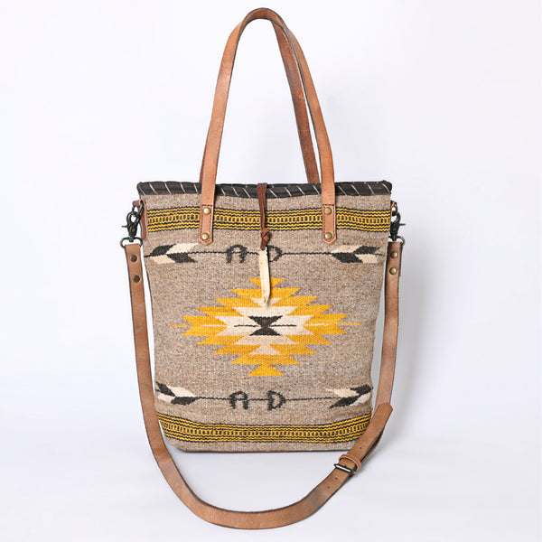 ADBG1111 American Darling Hand-Woven Saddle Blanket Western Tote Bag Genuine Leather Artisan Carryall