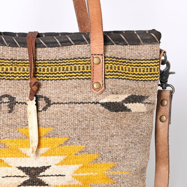 ADBG1111 American Darling Hand-Woven Saddle Blanket Western Tote Bag Genuine Leather Artisan Carryall