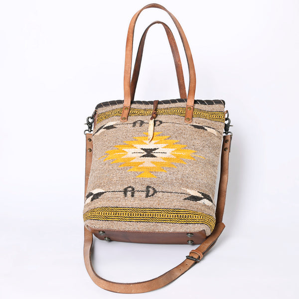 ADBG1111 American Darling Hand-Woven Saddle Blanket Western Tote Bag Genuine Leather Artisan Carryall