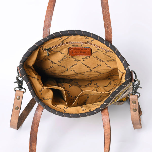 ADBG1111 American Darling Hand-Woven Saddle Blanket Western Tote Bag Genuine Leather Artisan Carryall