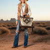 ADBG1113 American Darling Hand-Woven Saddle Blanket Western Tote Bag Genuine Leather Fringe Purse