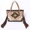 ADBG1113 American Darling Hand-Woven Saddle Blanket Western Tote Bag Genuine Leather Fringe Purse