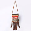 ADBG1116 American Darling Western Leather Crossbody Bag with Fringe & Handwoven Saddle Blanket