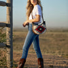 ADBG1121 American Darling Handcrafted Western Leather Hobo Bag with Tribal Design