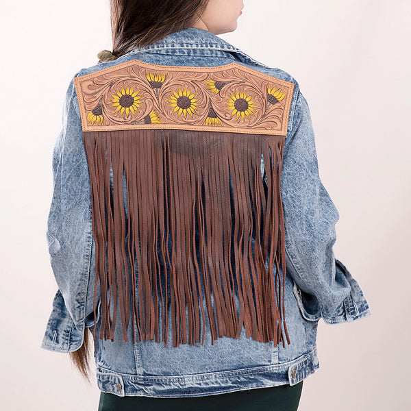 ADJKT002 American Darling Boho Denim & Harness Jacket Sunflower Fringe Top