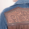 ADJKT004 American Darling Floral Tooled Denim Jacket Harness Leather Fringe