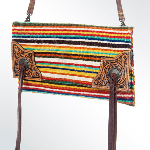 ADBG701 American Darling Handcrafted Hand Tooled Leather Saddle Blanket Cross body Bag