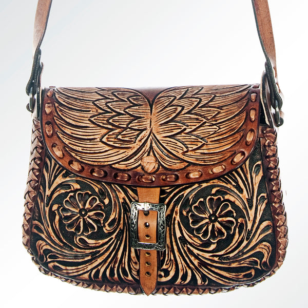 ADBGH107 American Darling Hand Tooled Leather Messenger Bag with Braided Accents