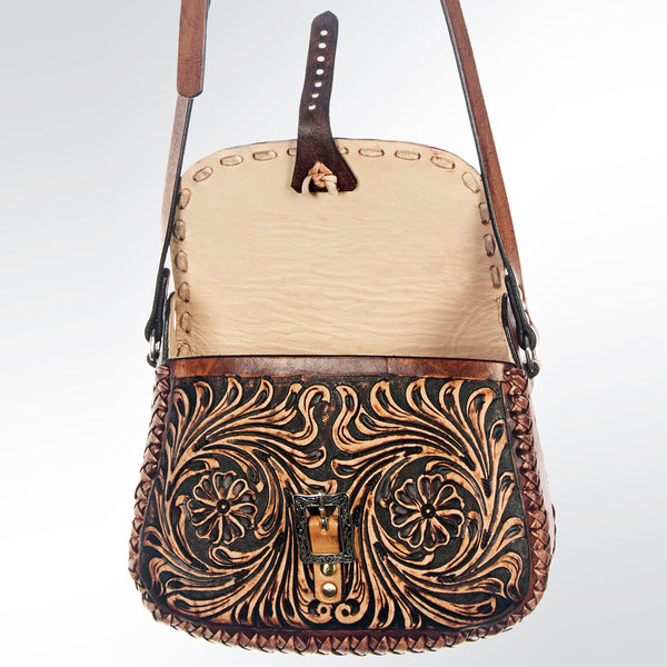 ADBGH107 American Darling Hand Tooled Leather Messenger Bag with Braided Accents