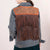 LC-ADJKT013 Hand-Tooled Leather Fringe Western Denim Jacket - Floral Scroll Yoke