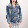 ADJKT005 American Darling Boho Denim Harness Jacket Floral Tooled Fringe