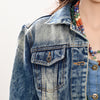 ADJKT005 American Darling Boho Denim Harness Jacket Floral Tooled Fringe