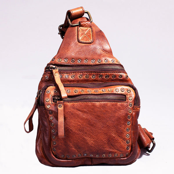 SWC149 Studded Leather Sling Bag