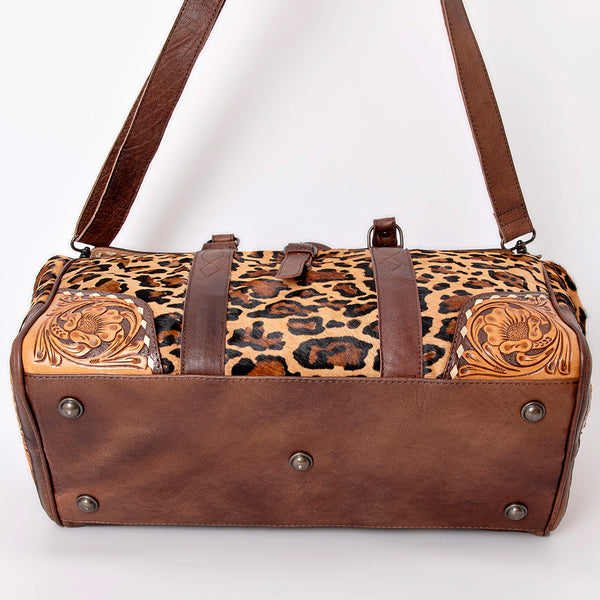 ADBG516 American Darling Hand Tooled Floral & Hair-On Cowhide Western Duffel Bag