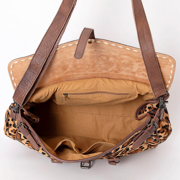 ADBG516 American Darling Hand Tooled Floral & Hair-On Cowhide Western Duffel Bag
