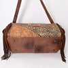 ADBG608 American Darling Hand Tooled Floral & Hair-On Cowhide Western Leather Duffel Bag with Fringes