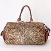 ADBG608 American Darling Hand Tooled Floral & Hair-On Cowhide Western Leather Duffel Bag with Fringes