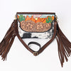 ADBGA332 American Darling Desert Cactus Tooled Leather Cowhide Fringe Crossbody Bag