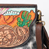 ADBGA332 American Darling Desert Cactus Tooled Leather Cowhide Fringe Crossbody Bag