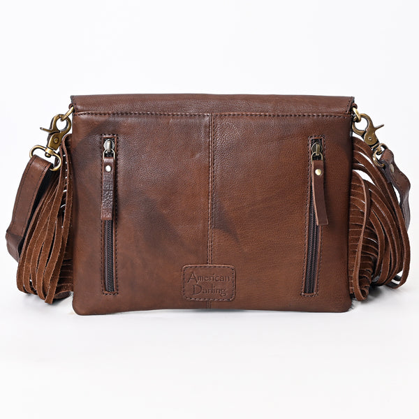 ADBGA332 American Darling Desert Cactus Tooled Leather Cowhide Fringe Crossbody Bag