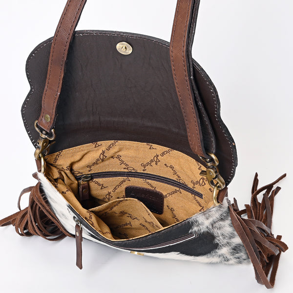 ADBGA332 American Darling Desert Cactus Tooled Leather Cowhide Fringe Crossbody Bag