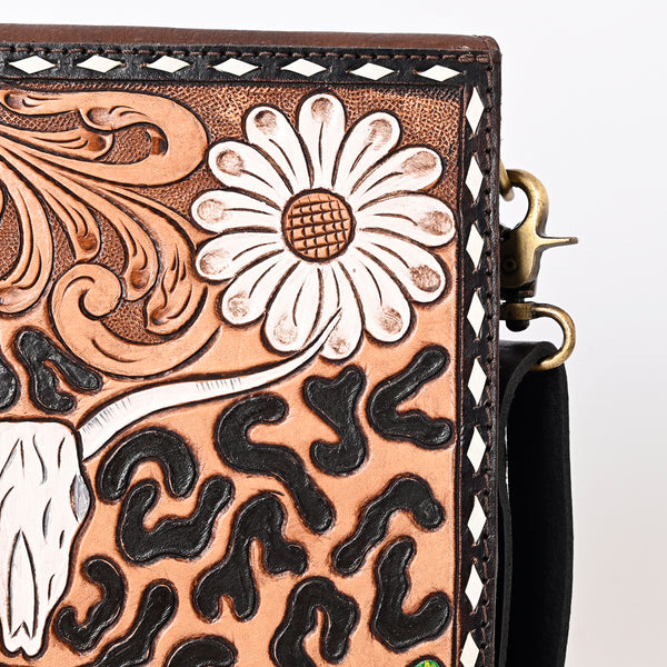 ADBGA333 American Darling Buck Stitched Tooled Leather Hair-On Cowhide Messenger Bag