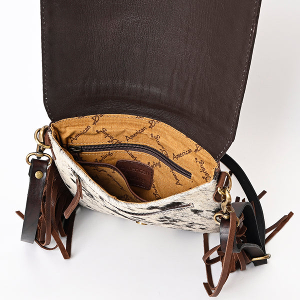 ADBGA333 American Darling Buck Stitched Tooled Leather Hair-On Cowhide Messenger Bag