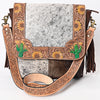 ADBGA336 American Darling Hair-On Cowhide Tooled Leather Messenger Bag With Fringe
