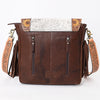 ADBGA336 American Darling Hair-On Cowhide Tooled Leather Messenger Bag With Fringe