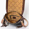 ADBGA336 American Darling Hair-On Cowhide Tooled Leather Messenger Bag With Fringe