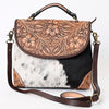 ADBGA338 American Darling Hair-On Cowhide Hand Tooled Leather Messenger Bag