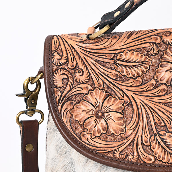 ADBGA338 American Darling Hair-On Cowhide Hand Tooled Leather Messenger Bag