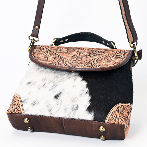 ADBGA338 American Darling Hair-On Cowhide Hand Tooled Leather Messenger Bag