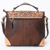 ADBGA338 American Darling Hair-On Cowhide Hand Tooled Leather Messenger Bag