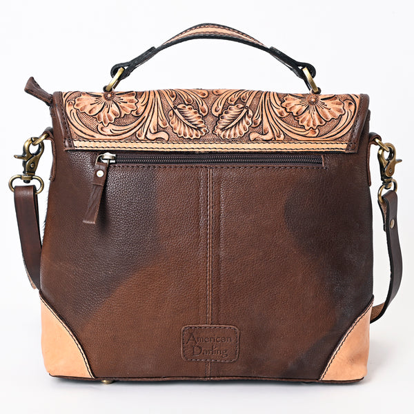 ADBGA338 American Darling Hair-On Cowhide Hand Tooled Leather Messenger Bag