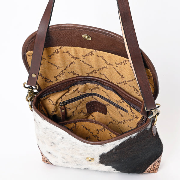 ADBGA338 American Darling Hair-On Cowhide Hand Tooled Leather Messenger Bag
