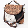 ADBGA338 American Darling Hair-On Cowhide Hand Tooled Leather Messenger Bag