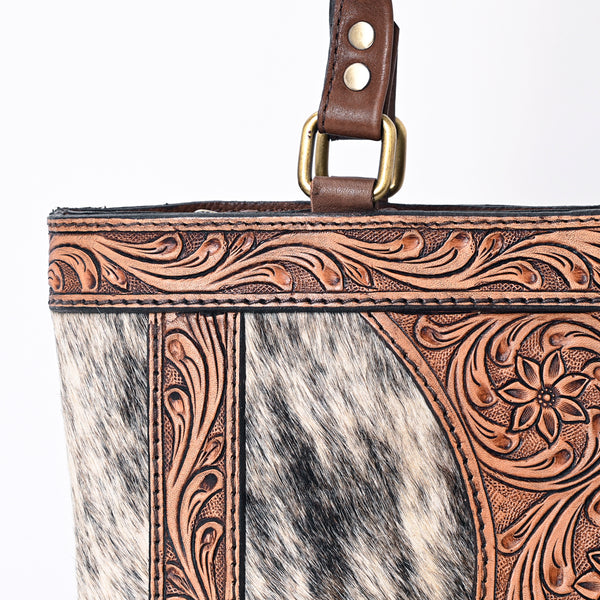 ADBGA339 American Darling Hair-On Cowhide Hand Tooled Leather Tote Bag