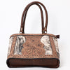 ADBGA339 American Darling Hair-On Cowhide Hand Tooled Leather Tote Bag