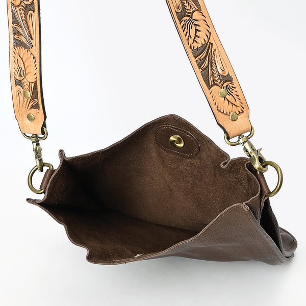 ADBGM245 Leather Crossbody Bag - Western Hand-Tooled Strap Purse