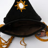 LC-ADBGM254 Raw-Edge Leather Western Crossbody Bag - Fringe Saddle Purse with Horn Toggle & Braided Strap