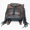 ADBGM275 Western Leather Backpack - Braided Trim, Fringe & Buckle Closure