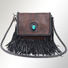 ADBGM261 Handcrafted Leather Crossbody Bag with Turquoise Concho & Braided Trim - Western Shoulder Purse