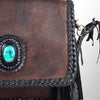 ADBGM261 Handcrafted Leather Crossbody Bag with Turquoise Concho & Braided Trim - Western Shoulder Purse
