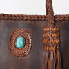 ADBGM328 Handmade Leather Crossbody Bag with Braided Edges - Western Compact Purse