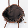 ADBGM328 Handmade Leather Crossbody Bag with Braided Edges - Western Compact Purse